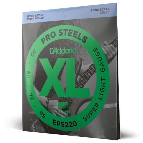Encordoamento Para Baixo 4 Cordas 40-95 Escala Longa D'Addario XL Pro Steels EPS220