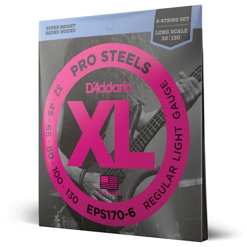 Encordoamento Para Baixo 6 Cordas 32-130 Escala Longa D'Addario XL Pro Steels EPS170-6