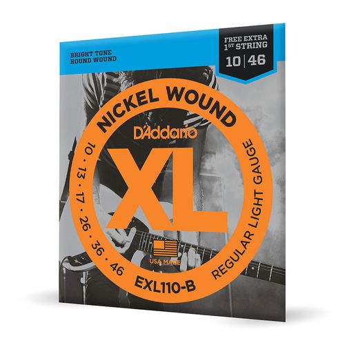 Encordoamento Para Guitarra 10-46 Com Corda Extra PL010 D'Addario XL Nickel EXL110-B