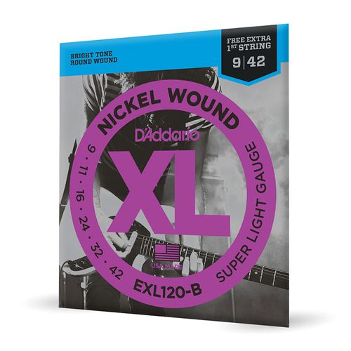 Encordoamento Para Guitarra 09-42 Com Corda Extra PL009 D'Addario XL Nickel EXL120-B