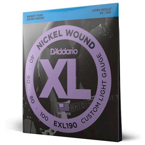 Encordoamento Para Baixo 4 Cordas 40-100 Escala Longa D'Addario XL Nickel EXL190