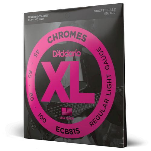 Encordoamento Para Baixo 4 Cordas 45-100 Escala Curta D'Addario XL Chromes ECB81S