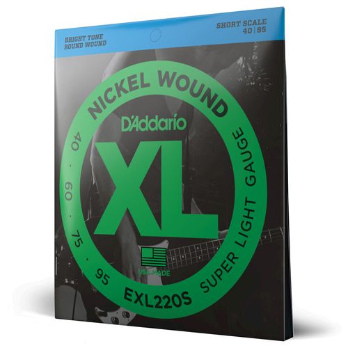 Encordoamento Para Baixo 4 Cordas 40-95 Escala Curta D'Addario XL Nickel EXL220S