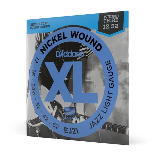 Encordoamento Para Guitarra 12-52 Com 3ª Corda Encapada D'Addario XL Nickel EJ21