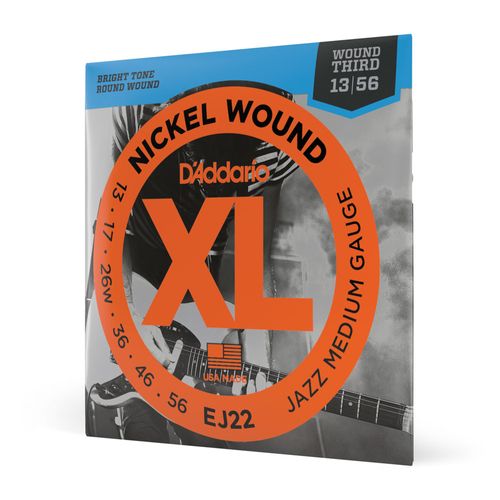 Encordoamento Para Guitarra 13-56 Com 3ª Corda Encapada D'Addario XL Nickel EJ22