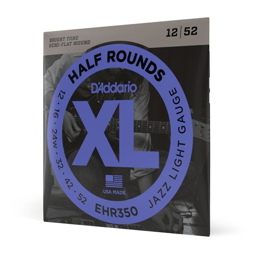 Encordoamento Para Guitarra Semi-Flat 12-52 D'Addario Half Rounds EHR350