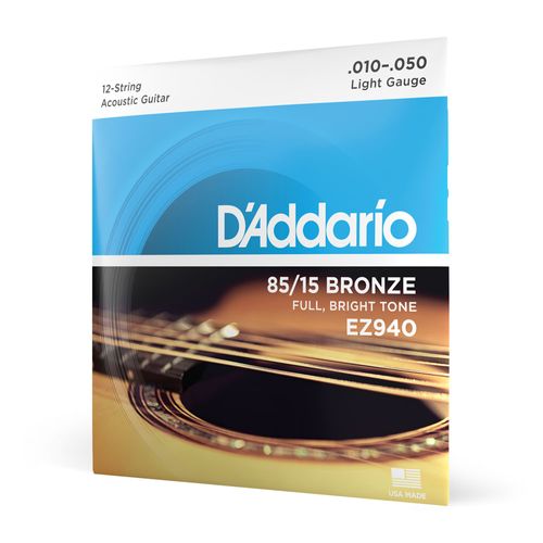 Encordoamento Para Violão Aço 12 Cordas 10-50 D'Addario 85/15 Bronze EZ940