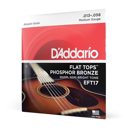 Encordoamento Para Violão Aço 13-56 Semi-Flat D'Addario Flat Tops Phosphor Bronze EFT17