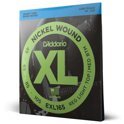 Encordoamento Para Baixo 4 Cordas 45-105 Escala Longa D'Addario XL Nickel EXL165