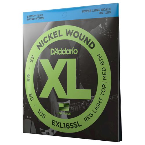 Encordoamento Para Baixo 4 Cordas 45-105 Escala Super Longa D'Addario XL Nickel EXL165SL
