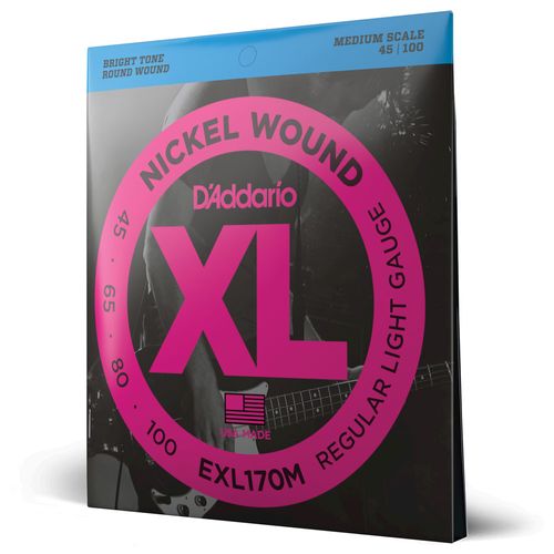 Encordoamento Para Baixo 4 Cordas 45-100 Escala Média D'Addario XL Nickel EXL170M