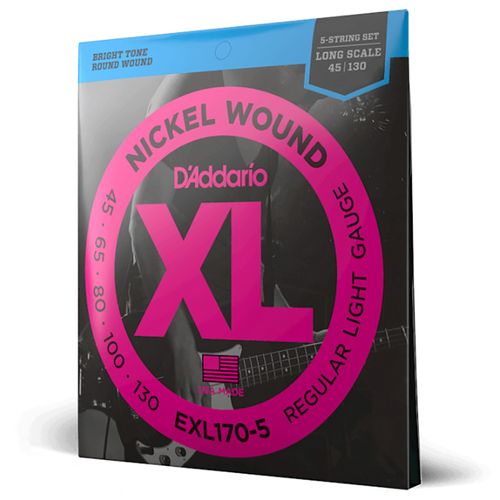 Encordoamento Para Baixo 5 Cordas Escala Longa 45-130 D'Addario XL Nickel EXL170-5