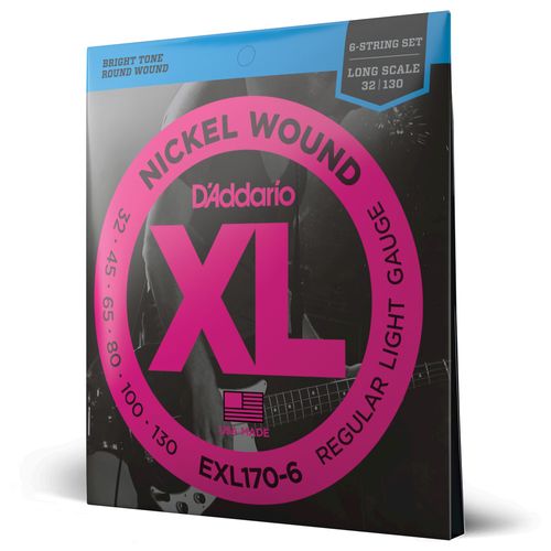 Encordoamento Para Baixo 6 Cordas 32-130 Escala Longa D'Addario XL Nickel EXL170-6