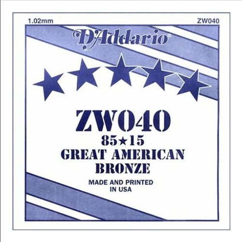 Corda Avulsa Para Violão Aço .040 D'Addario 80/15 Bronze ZW040