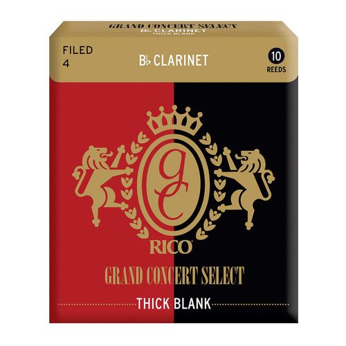 Palheta Clarineta Bb 4.0 Thick Blank Filed (10 Unidades) D'Addario Grand Concert Select RGT10BCL400