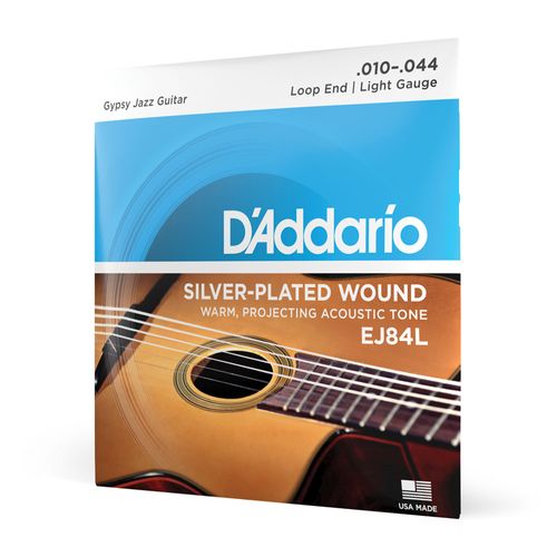 Encordoamento Para Violão Aço 10-44 Gipsy Jazz Laço D'Addario Silver-Plated EJ84L