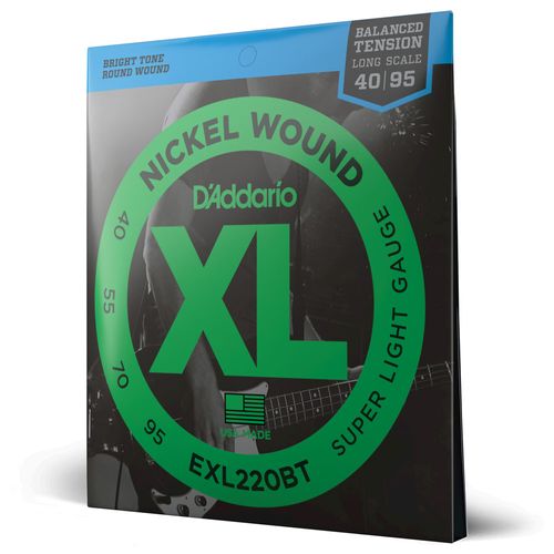 Encordoamento Para Baixo 4 Cordas 40-95 Escala Longa Tensão Balanceada D'Addario XL Nickel EXL220BT
