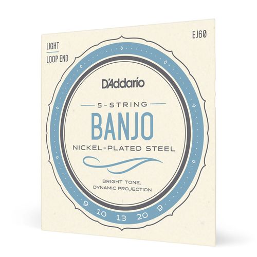 Encordoamento Para Banjo 5 Cordas Laço D'Addario Nickel Plated Steel EJ60