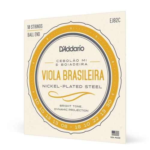 Encordoamento Para Viola Brasileira Cebolão MI/Boiadeira Bolinha D'Addario Nickel Plated Steel EJ82C