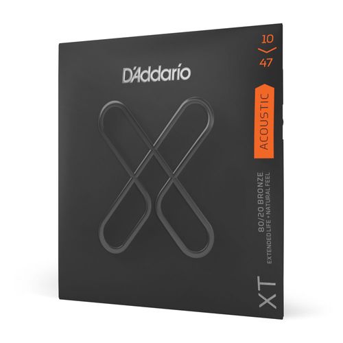 Encordoamento Para Violão Aço Revestido 10-47 Tensão Extra-Leve D'Addario XT 80/20 Bronze XTABR1047