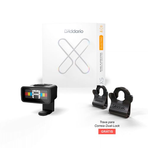 Combo Encordoamento Para Guitarra Leve .010-.046 D’Addario XS Nickel XSE1046 + Afinador Micro Headstock Tuner Cromático D'Addario PW-CT-12 & Brinde