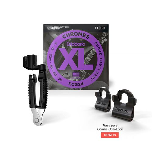 Combo Encordoamento Para Guitarra .011-.050 Lisa D'Addario XL Chromes ECG24 + Encordoador Para Instrumentos D'Addario Pro Winder DP0002 & Brinde