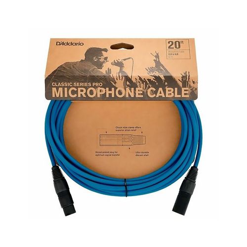 Cabo Microfone XLR/XLR Azul Classic Series DAddario PW-CPMIC-20BU