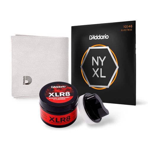 Kit Encordoamento Guitarra NYXL1046 + Limpador E Lubrificante De Cordas + Flanela Para Limpeza