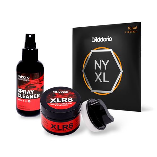 Kit Encordoamento Guitarra Nyxl1046 + Limpador E Lubrificante PW-XLR8-01 + Polidor Spray Shine PW-PL-03