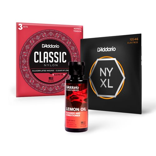Kit Encordoamento Guitarra NYXL1046 + Encordoamento EJ27N-3D + Óleo De Limão