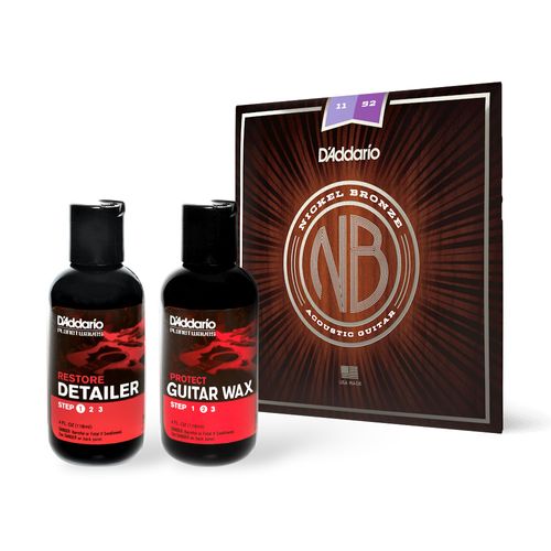 Kit Encordoamento Violão Aço NB1152 + Cera Liquida PW-PL-02 + Polidor Creme  PW-PL-01