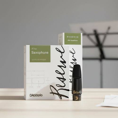 Kit Boquilha Sax Alto D'Addario Reserve MJR-D155 + Palheta Saxofone Alto (10 Unidades) D'Addario Reserve e DJR1040