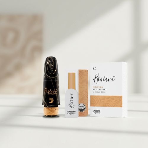 Kit Boquilha Clarineta Bb Reserve Evolution Marble +  Palheta Clarineta Bb Unfiled (10 Unidades) DAddario Organic Reserve Evolution ODCE1040