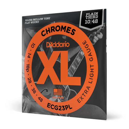 Encordoamento Para Guitarra 10-48 3a Corda Lisa D'Addario XL Chromes ECG23PL
